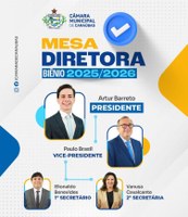 Conheça a mesa diretora da Câmara de Caraúbas que conduzirá os trabalhos legislativos para o biênio 2025/2026.